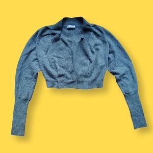 Brunello Cucinelli Gray Cashmere Long Sleeve Cropped Cardigan Sweater XS Italy